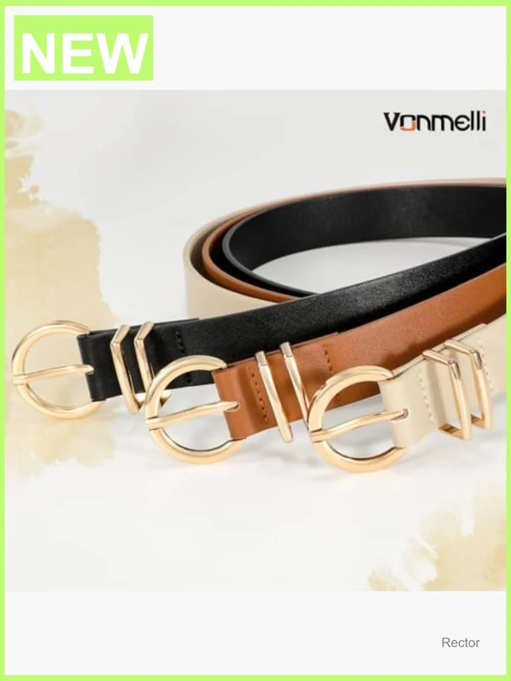 3-Pack Women's Faux Leather Belts with Gold Buckle
